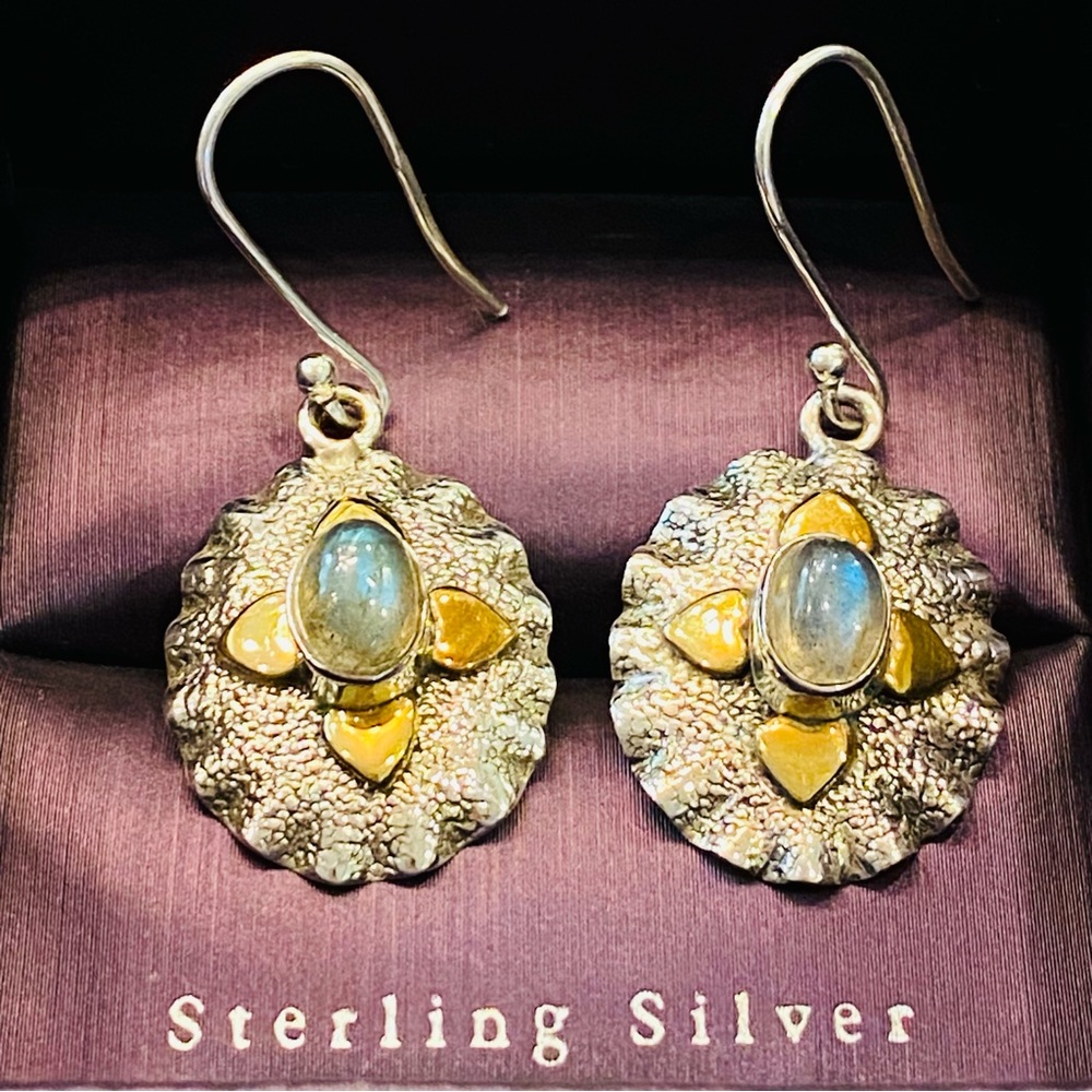 Solid 925 Sterling Silver 3.29cts Labradorite Two… - image 3